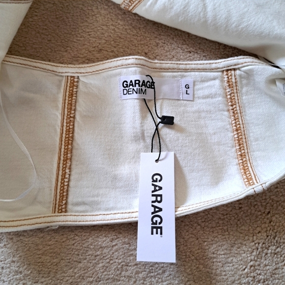 Garage Denim Halter Top Size Large Beige Buckle Front Denim Shirt NWT - Picture 13 of 16